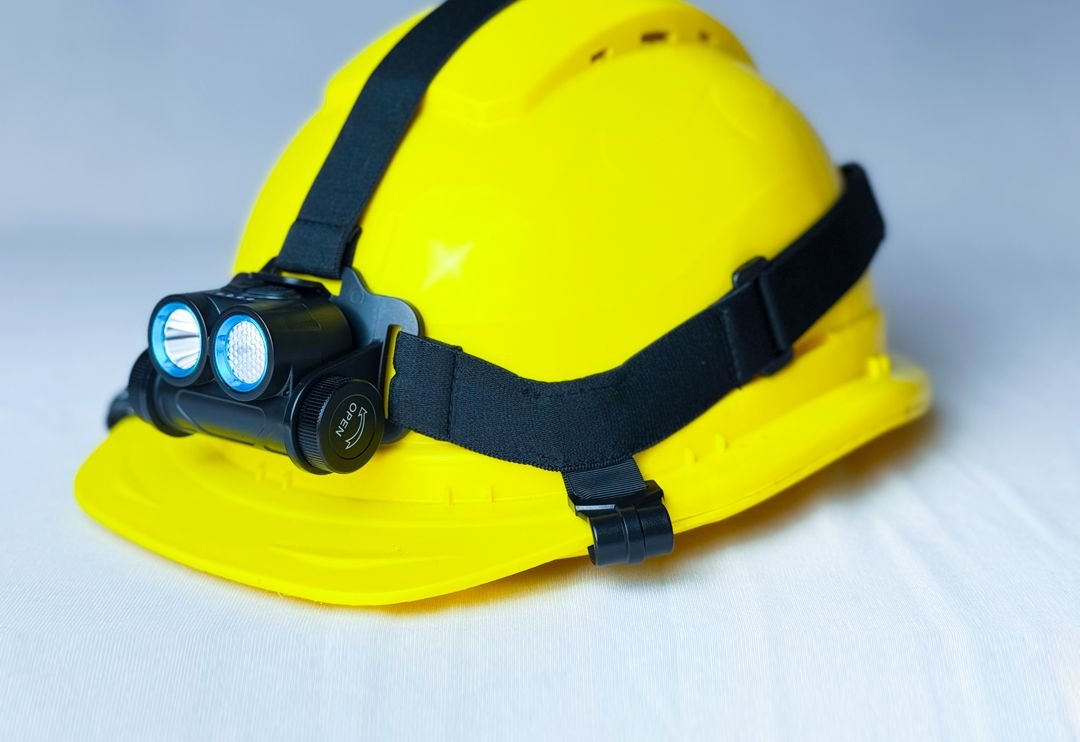 Jarsh ATEX Light Headlamp JHWL-ATEX on a yellow safety helmet