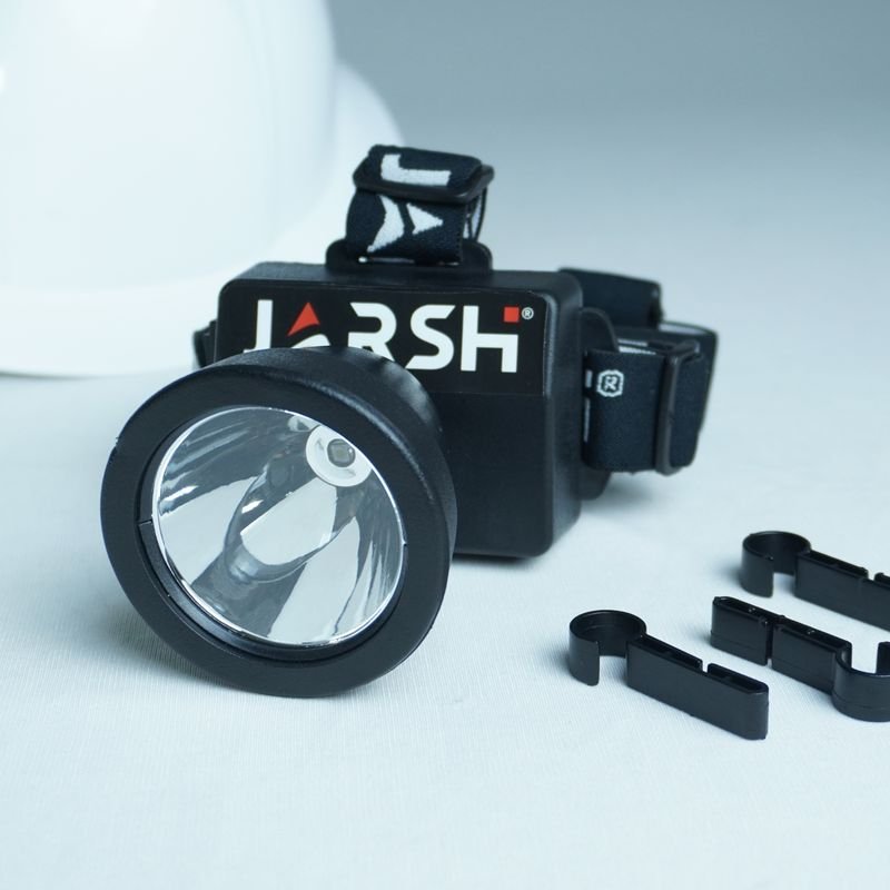 JHWL head torch with its helmet clips