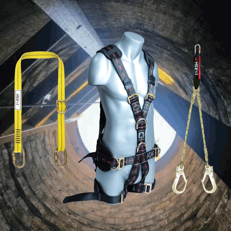 Pro-Guard PGH-18 set: PGH-05 harness with a double lanyard and a yellow work-positioning lanyard