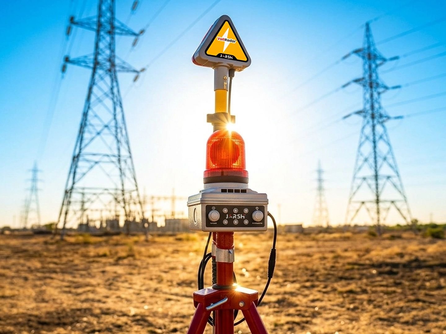 VoltRadar on its tripod at a transmission line site